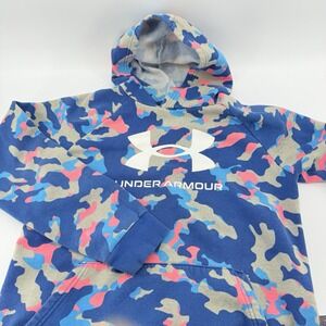 Under Armour Youth XL Camo Hoodie Coldgear Blue Pink Gray Large Logo